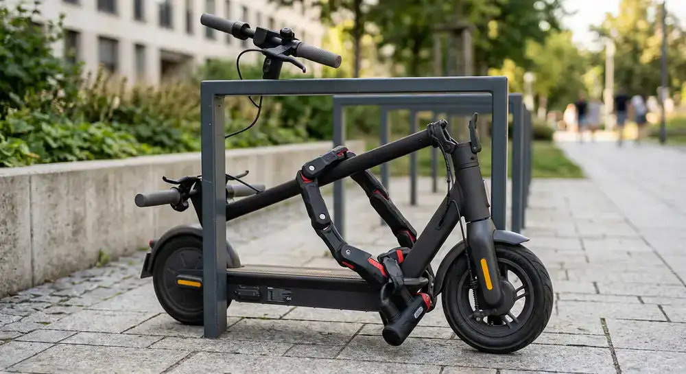 Massives Faltschloss an einem Scooter